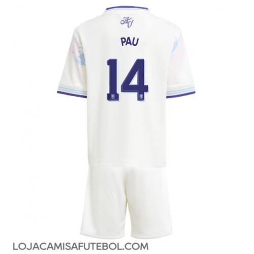 Camisa de Futebol Aston Villa Pau Torres #14 Equipamento Alternativo Infantil 2025-26 Manga Curta (+ Calças curtas)